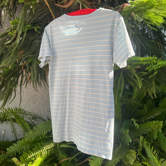 Banks Journal Embroidered Logo Blue & White Stripe T-Shirt | Soft Organic Cotton - Picture 5 of 12